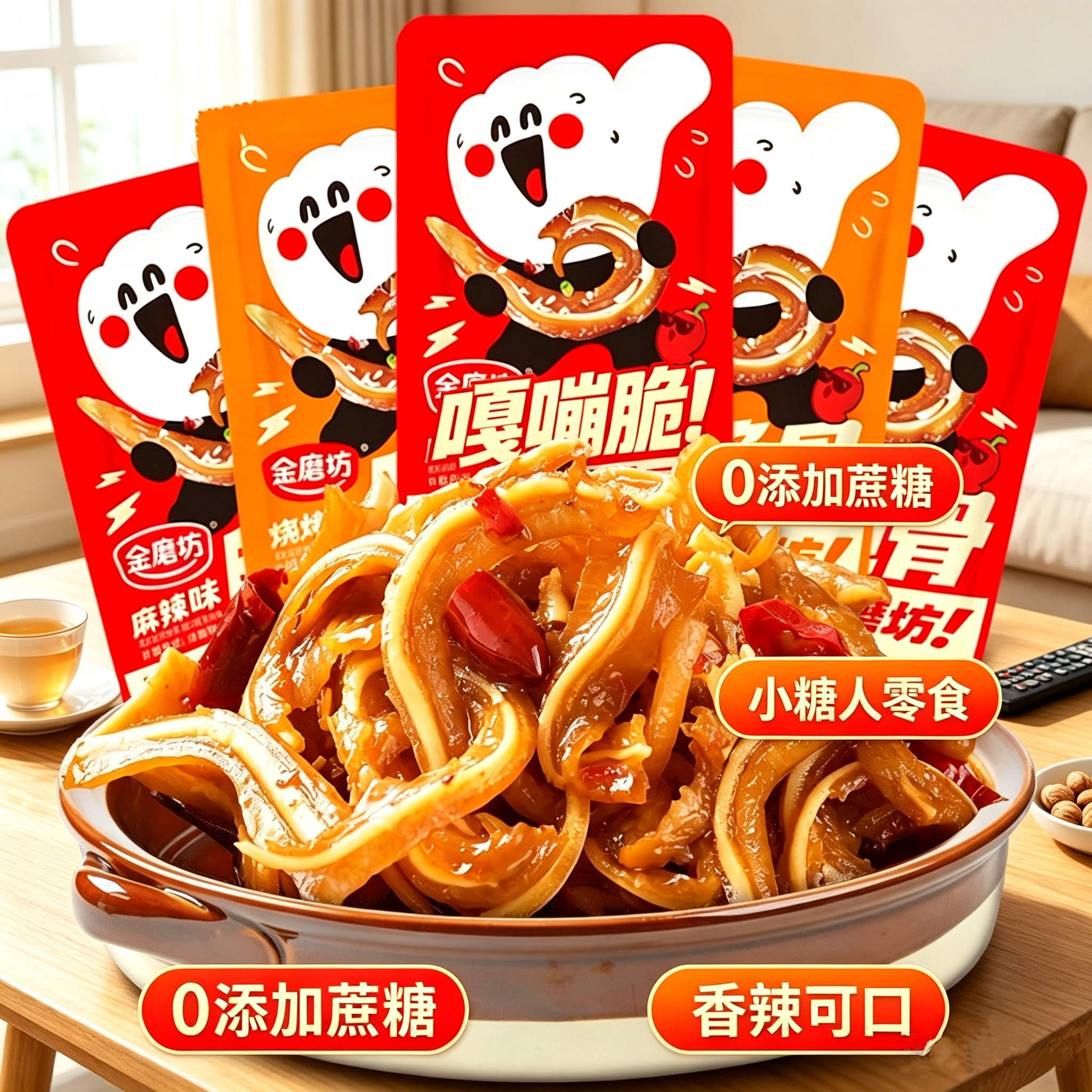 糖尿人专用食品无糖精可以吃猪脆骨麻辣肉食下酒菜办公室休闲零食