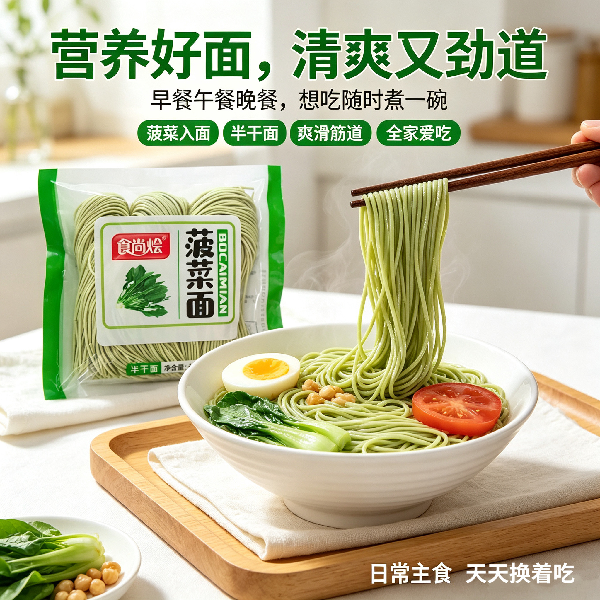 无糖精的零食品小糖人可以吃菠菜半干面速食袋装方便主食营养早餐