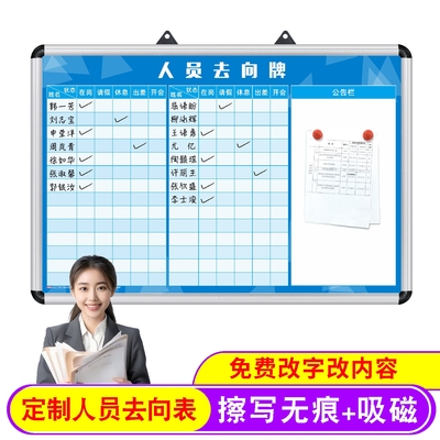 定制人员去向牌去向表白板磁吸