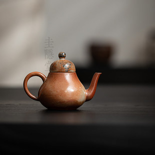 志野烧粗陶茶壶窑变开片家用复古泡茶壶小号单壶防烫手抓壶