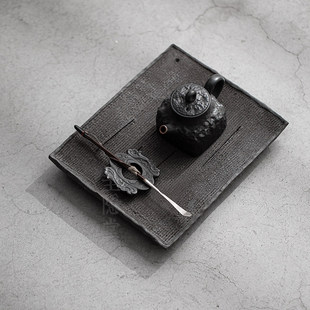 手工紫砂粗陶壶承茶壶托盘家用复古侘寂风储水干泡台茶台