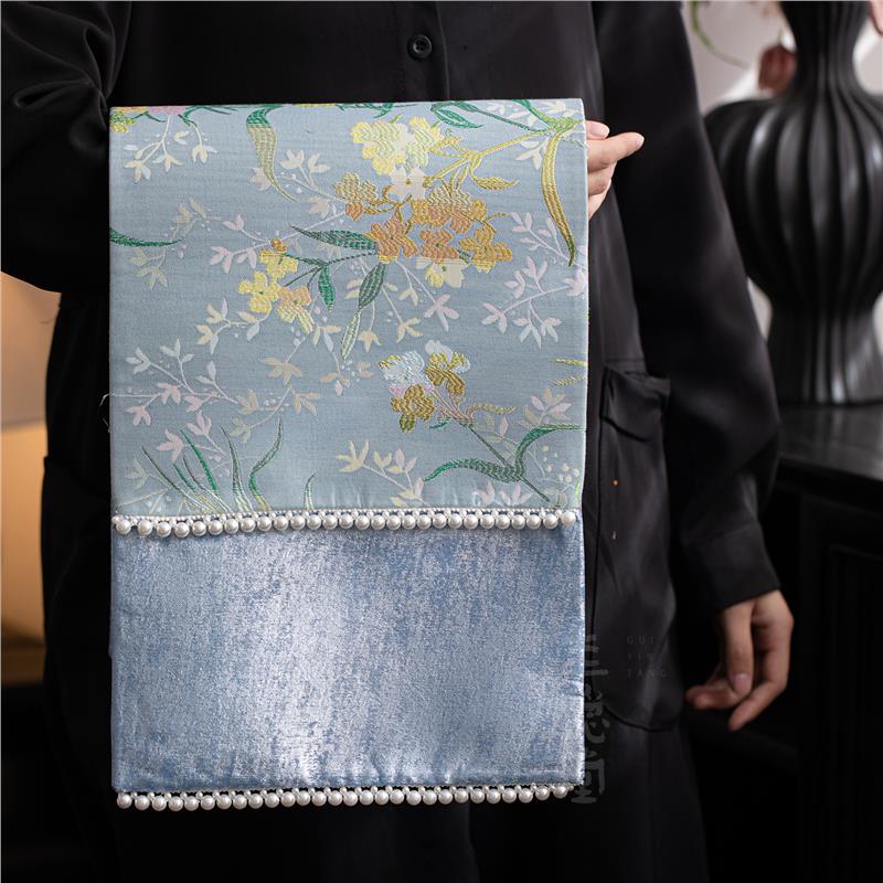 新中式国风手工珍珠刺绣织锦茶席家用干泡席防烫隔热垫茶旗