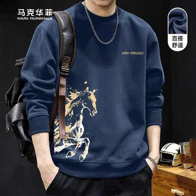 马克华菲马年限定国潮印花卫衣男
