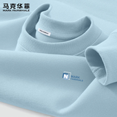 宽松印花重磅长袖 新款 休闲上衣 春季 马克华菲纯色潮牌圆领卫衣男士