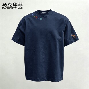 马克华菲时尚潮牌短袖男士T恤夏季新款纯棉双纱体恤宽松男生上衣