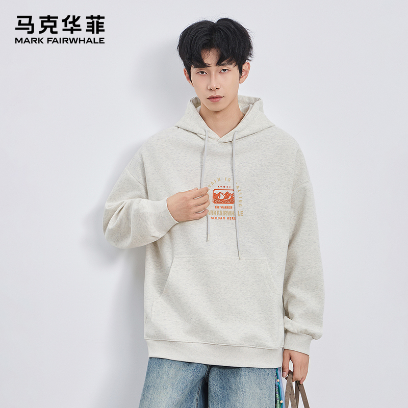 马克华菲连帽印花卫衣男士