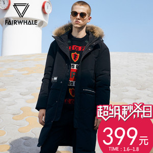 399元包邮 马克华菲 A1419415037016 男士毛领长款加厚羽绒服