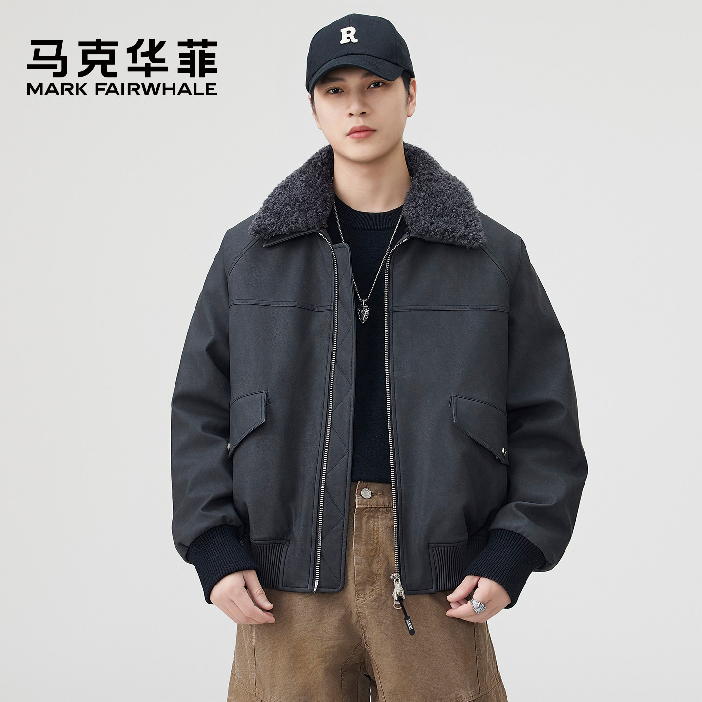 马克华菲美式复古翻领羽绒服