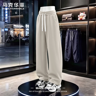 马克华菲男士卡其色直筒裤宽松透气休闲裤秋季运动百搭显瘦穿搭