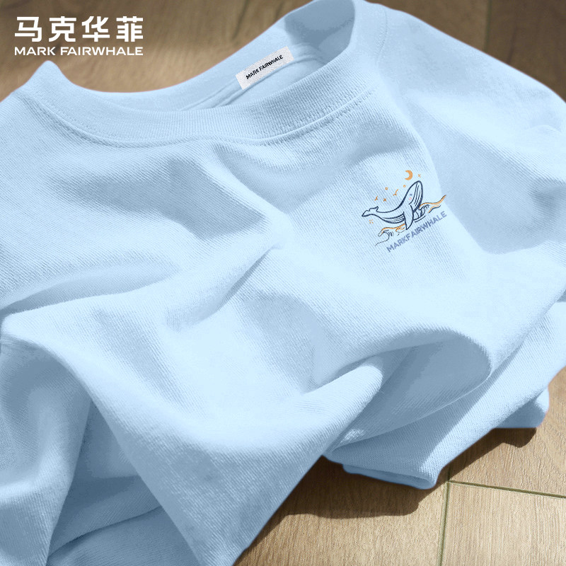 马克华菲2026重磅新款短袖T恤男士纯棉透气鲸鱼印花上衣夏季简约