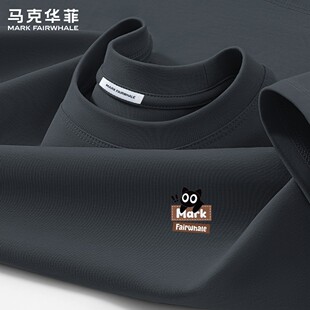马克华菲长袖T恤男款圆领宽松落肩袖小黑猫印花纯棉套头上衣休闲
