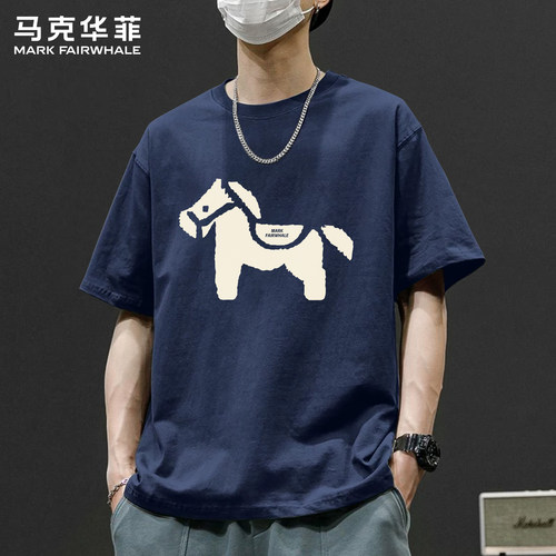 马克华菲220g纯棉宽松印花T恤男
