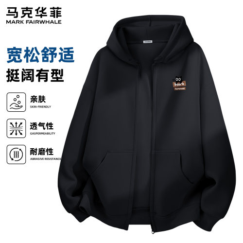 马克华菲青春连帽拉链印花卫衣