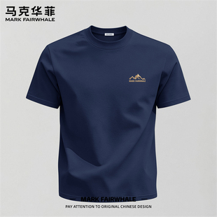 马克华菲纯棉男士短袖T恤夏季休闲百搭宽松圆领印花修身男生上衣