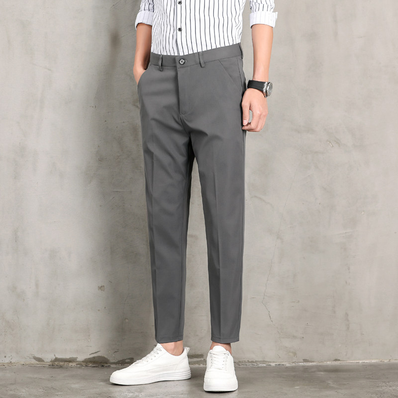 2025春新款西裤男中腰九分修身商务正装休闲小脚裤时尚都市，男装西裤，星座1712-3