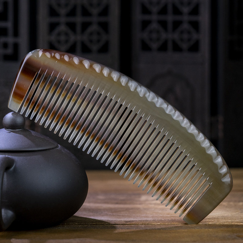 天然正品牦牛角梳子经典半月梳男女家用按摩梳好用正品美发梳