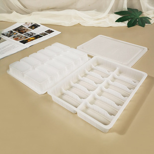 一次性锅贴专用打包盒pp食品级生熟蒸饺大号春卷商超用