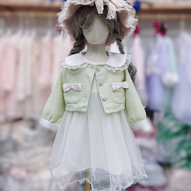 小女童洋气纱裙两件套公主裙女孩小香风外套时髦套装连衣裙礼服裙