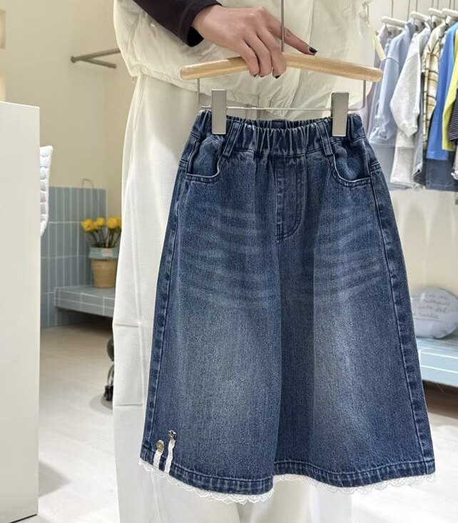 女童牛仔裤2026春季新款儿童韩版阔腿裤中大童休闲裤直筒八九分裤