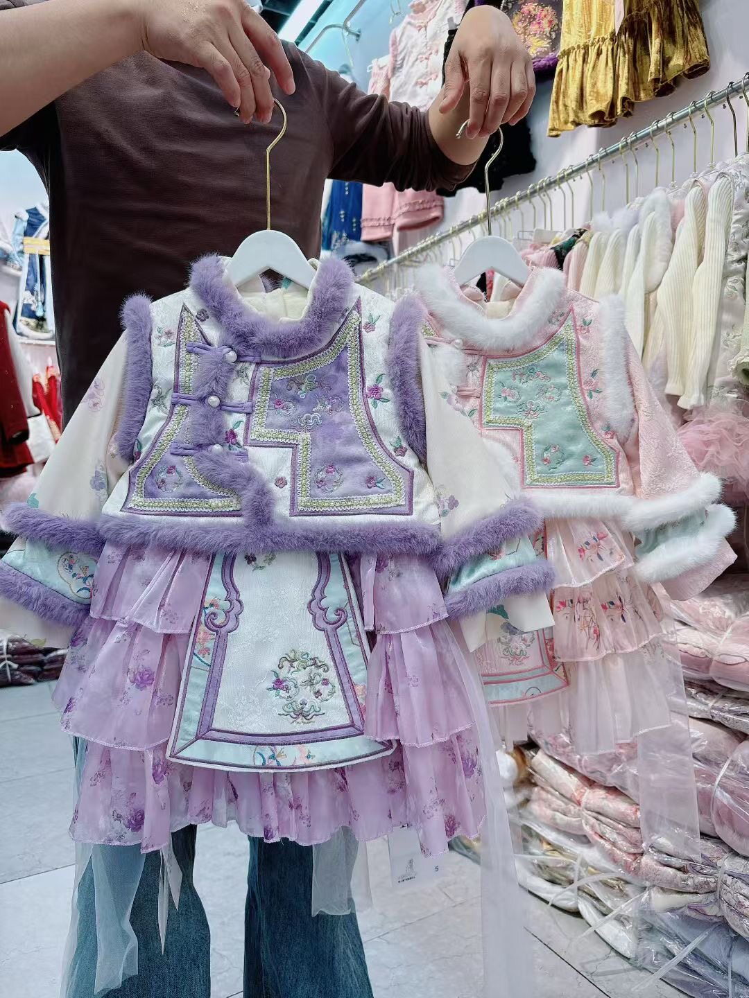 清宫紫色格格服女童古风连衣裙2025新款中国风千金公主裙汉服裙子