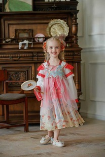 女童汉服裙2026春款儿童女孩中国风凤舞九天流光纱唐装裙子连衣裙