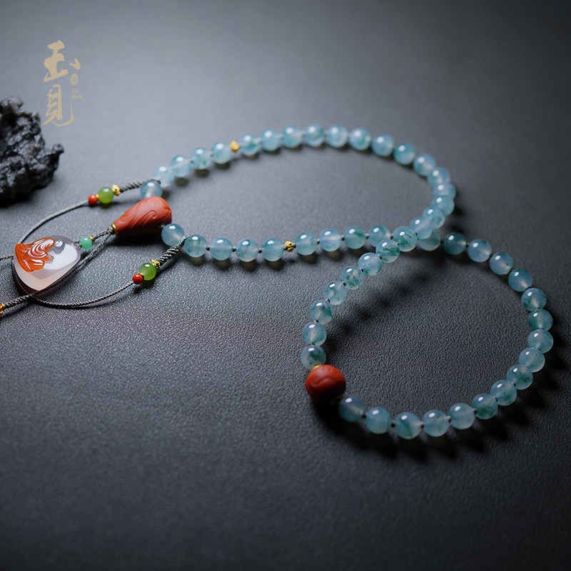 玉见翡翠冰种飘兰花翡翠项链