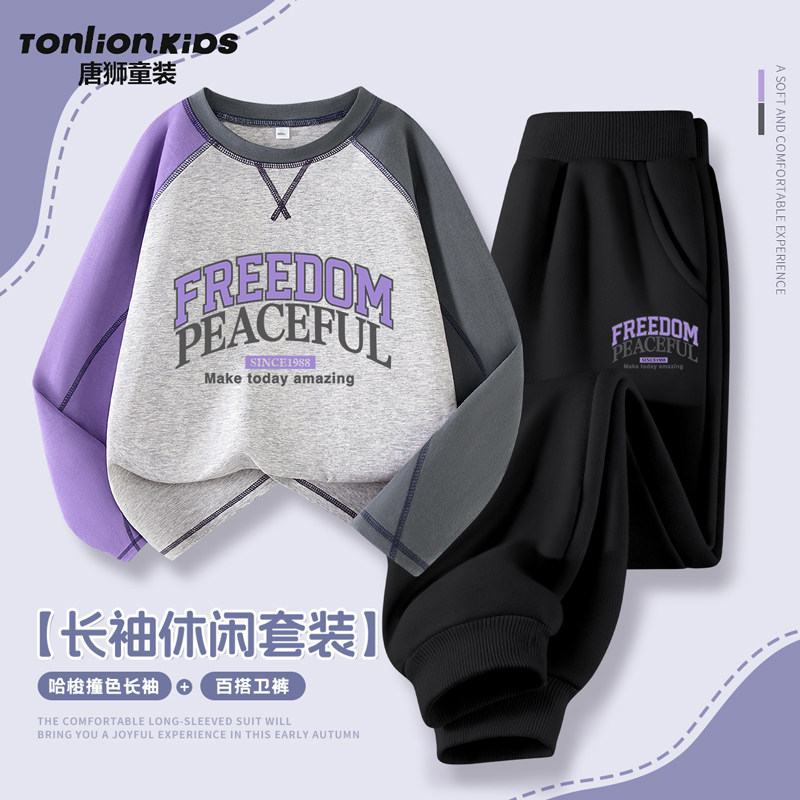 唐狮童装男童秋季套装2026新款儿童中大童街舞服装男孩春秋装衣服