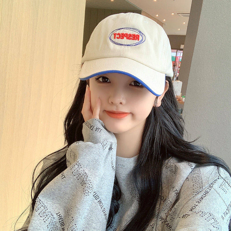 网红潮款街头潮人字母刺绣长带子鸭舌帽子女春夏韩版撞色棒球帽男