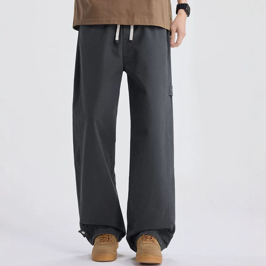 2026春夏新款港风欧美阔腿全松紧棉哈伦宽松直筒休闲裤男潮PANTS