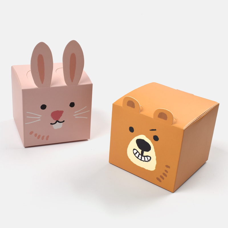 韩式卡通方形可爱萌猫咪兔子异形礼品糖果盒现货折叠纸质包装盒子