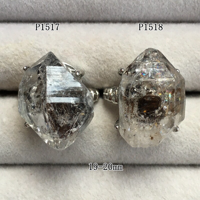 thumbnail for Natural Crystal Sparkling Diamond Double-Pointed Ring for Men and Women