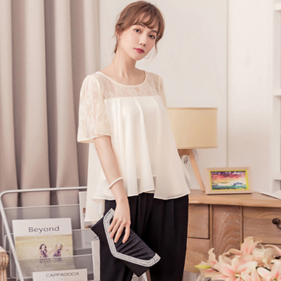 翠盈显修身蕾丝蝙蝠袖女两件套