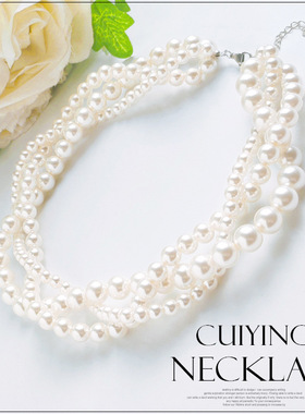 翠盈cuiying韩式经典百搭裙装配饰挂链饰品仿珍珠短款项链L060