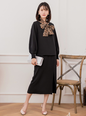 翠盈cuiying韩版女装长袖上衣新款优雅气质两件套套装裙88326