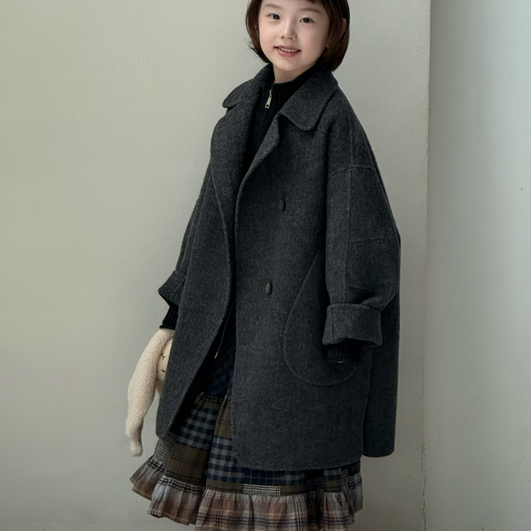 韩版双面羊绒大衣中长款亲子外套