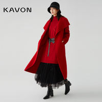 Kavon/卡汶经典翻领单扣简约精致摩登立体廓形精细羊毛双面呢大衣