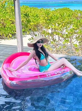 intex加厚红色爱心浮排贝壳女孩出海游泳充气浮床拍摄道具气垫床