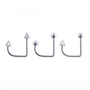 一对价钛钢尖角圆球D形唇环马蹄环直杆唇钉L形鼻环耳环唇钉耳骨钉