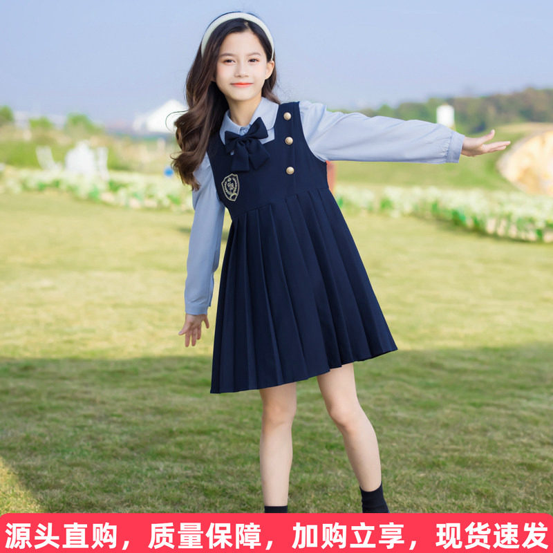 jk学院风百褶背带套裙图片