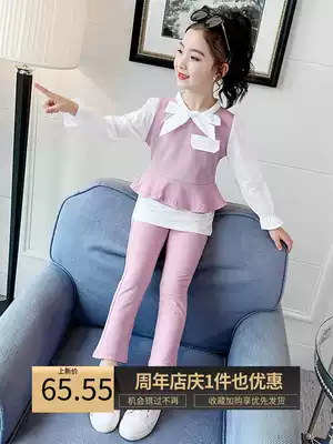 Girls 'autumn 2021 new spring and autumn female baby children's net red Western style trend suit girls' autumn two-piece suit
