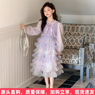 女童春季连衣裙2026新款儿童巨好看春装裙子女孩小香风蛋糕裙套装