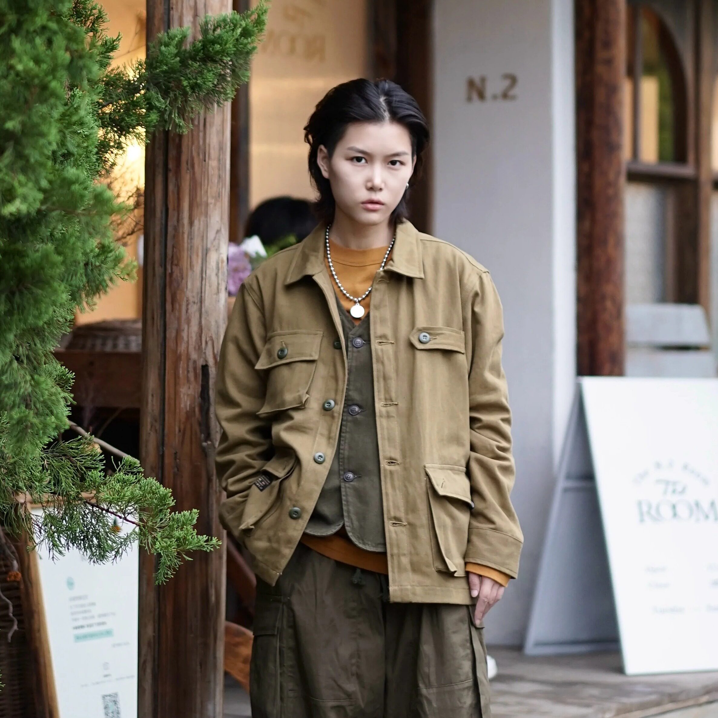 春秋日系复古休闲美式街头阿美咔叽多口袋帅气工装夹克外套男女款