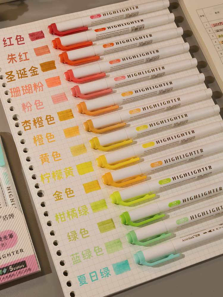 小槑同学双头彩色荧光标记笔划重点做笔记学生手帐素材萤火笔画词