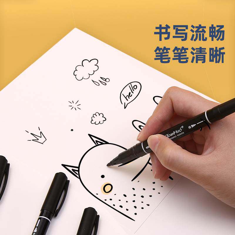 MEILE 어린 시절 검은 색 양방향 마커 펜 후크 라인 펜 어린이를위한 초등학생 예술 유성 유치원 어린이 그림 사용