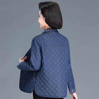 妈妈秋冬装纯棉厚外套新款中老年女牛仔夹棉时尚棉服短款老人衣服