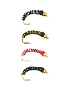 Brassie Midges 4色蚊蚋飞蝇饵  铜头若虫 淡水鳟鱼鲈鱼鳜鱼通杀