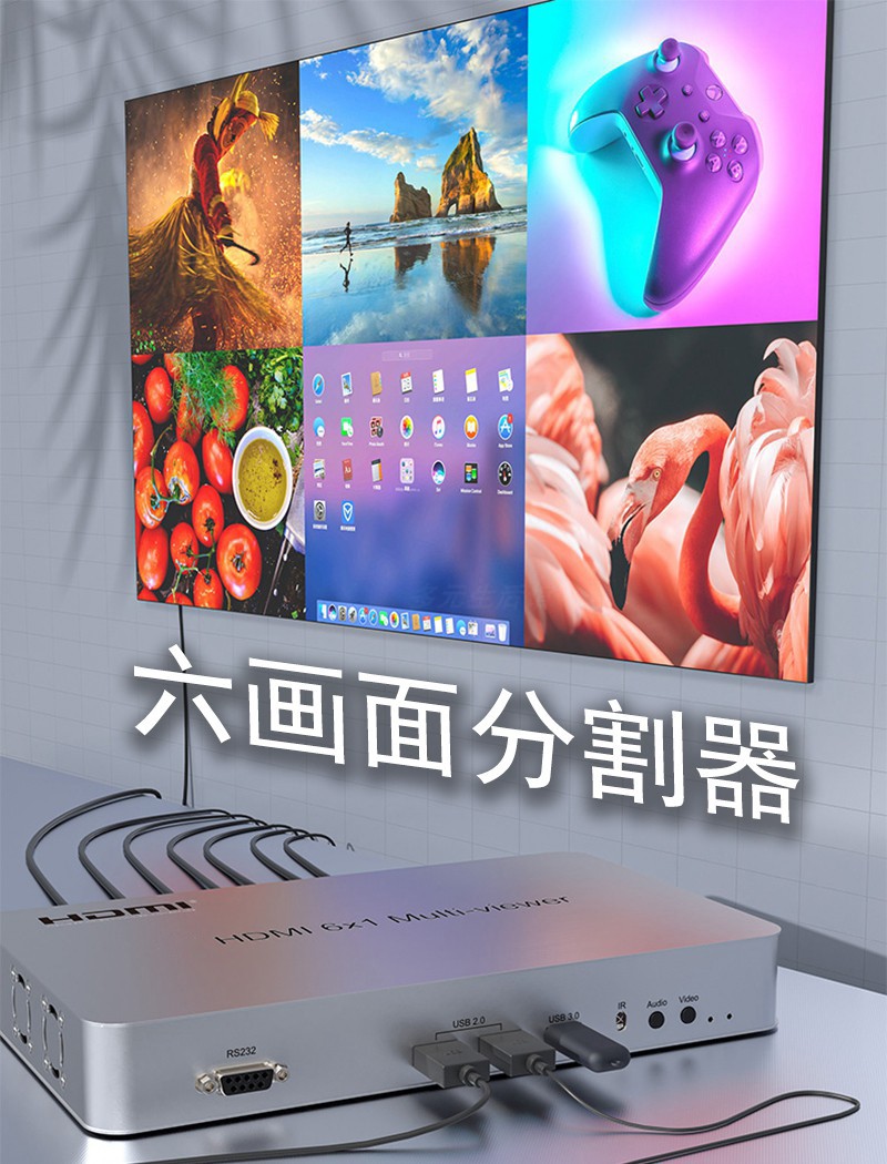 HDMI六画面分割器4K无缝切换分屏