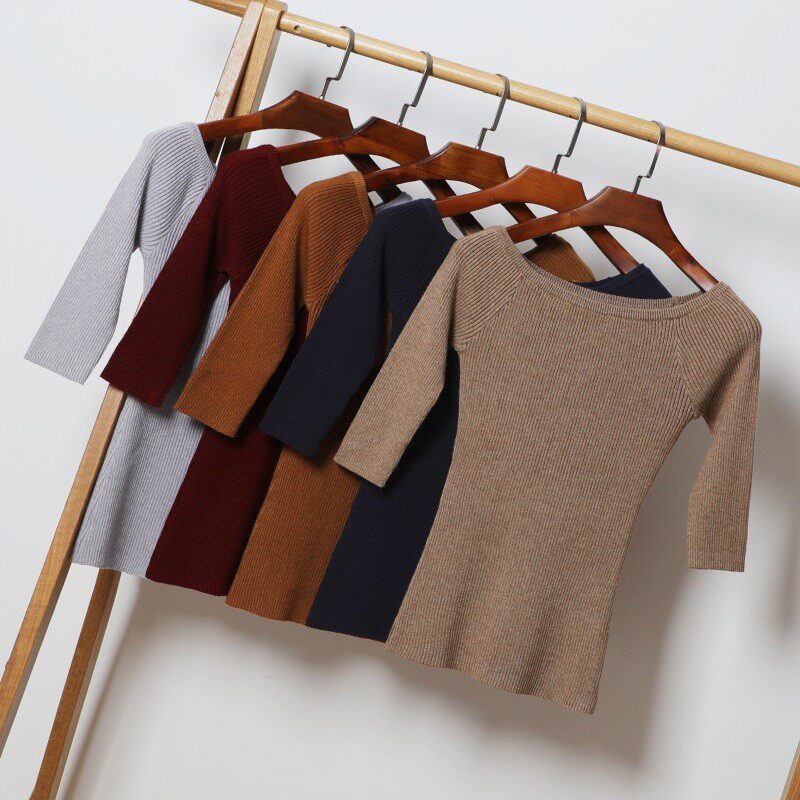 Korean Edition 2018 new pattern Sleeve sweater Word collar strapless jacket Thin section Spring and autumn season Self cultivation Primer Sweaterin the Women's clothing/Boutique , Wool sweater  category - from Buy2taobao.com to provide professional Taobao agent buy service