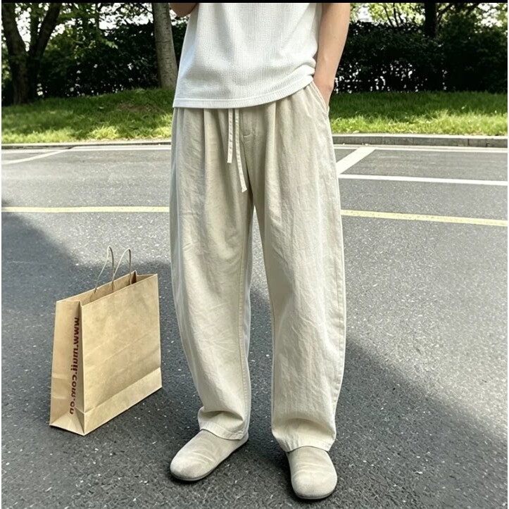 【轻奢】新中式夏季男宽松束脚阔腿弯刀休闲长裤大码潮流百搭帅气