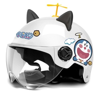 成人猫耳头盔男女夏季 通用电动车夏天摩托车男防晒安全帽半盔 四季